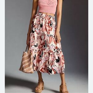 Anthropologie | EUC - Somerset Midi Tiered Skirt - Size XL